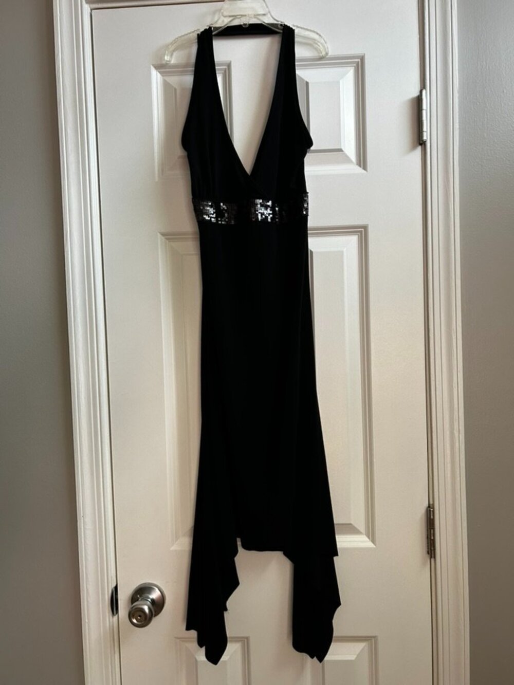 Black sequin halter dress